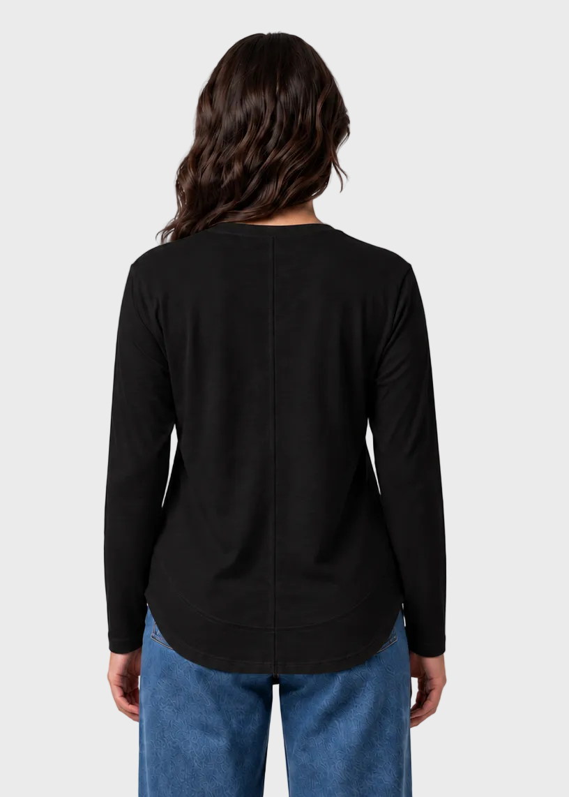 Curved Hem Long Sleeve Top