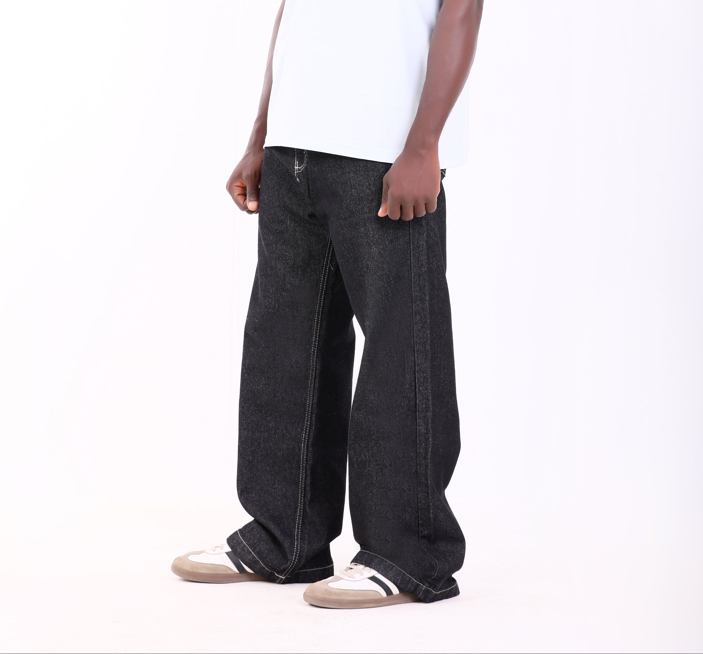 Raw Black Denim White Stitching