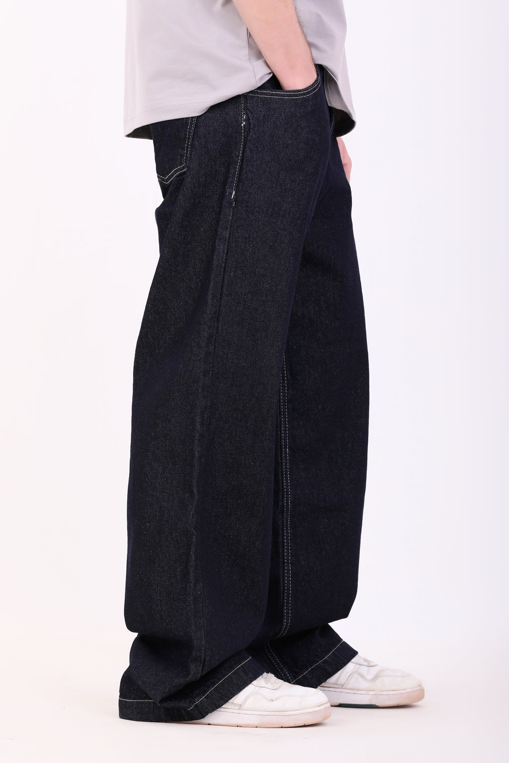 Raw Navy Denim Beige Stitching