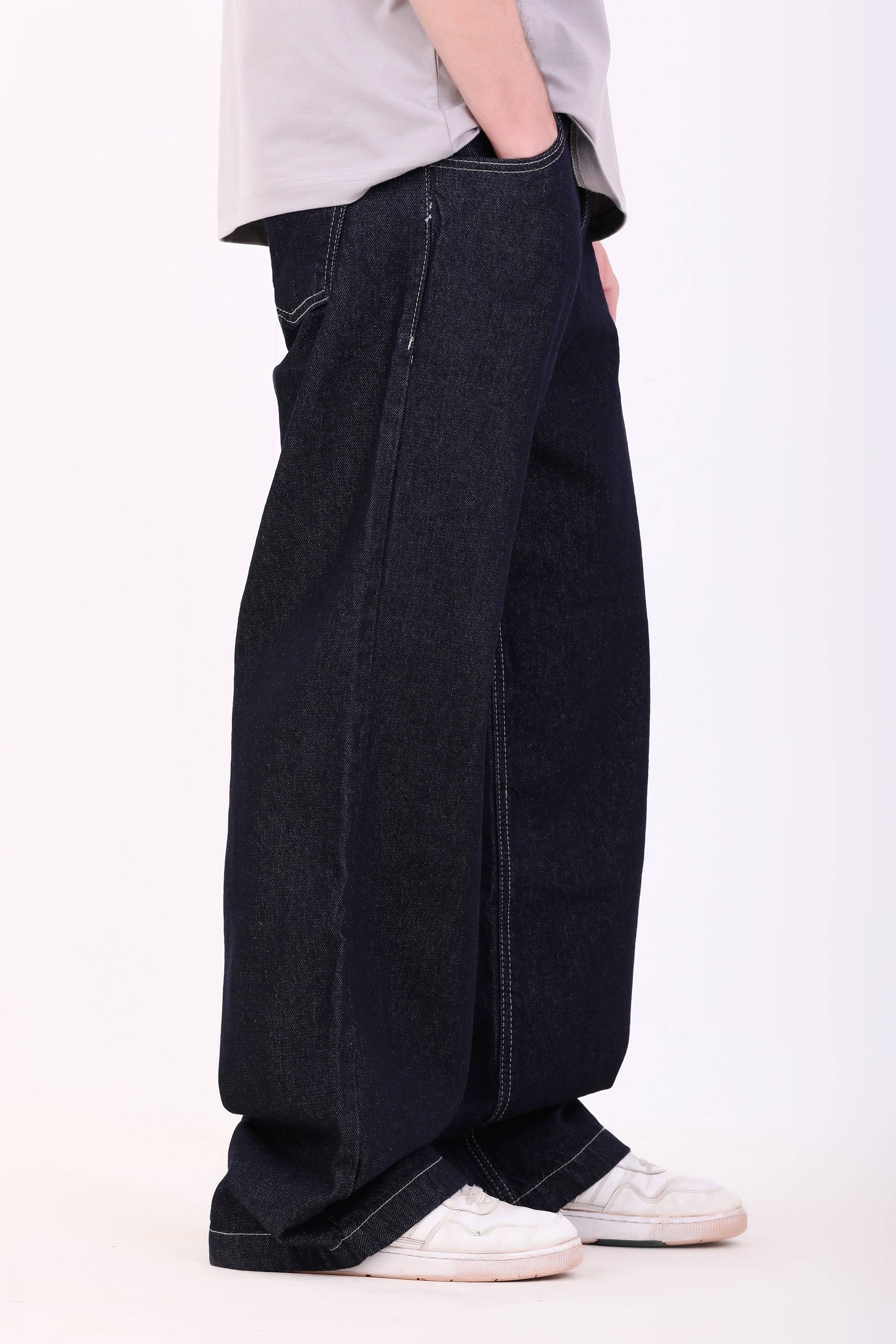 Raw Navy Denim Beige Stitching