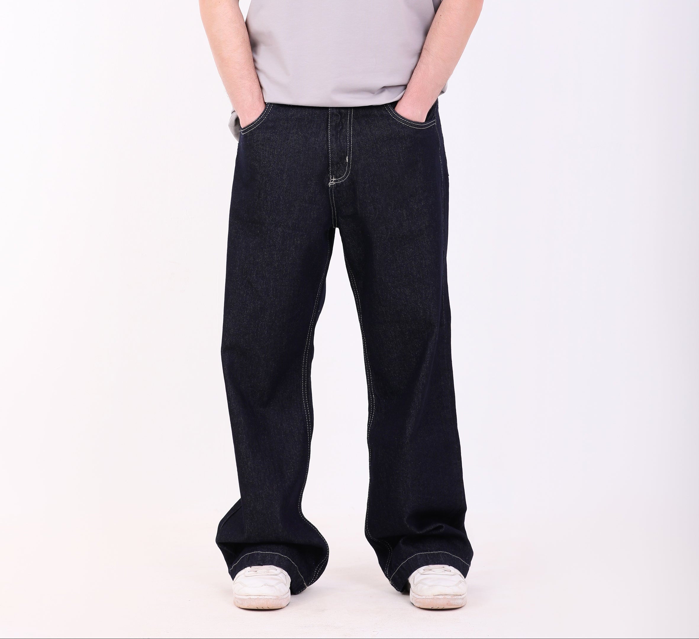 Raw Navy Denim Beige Stitching