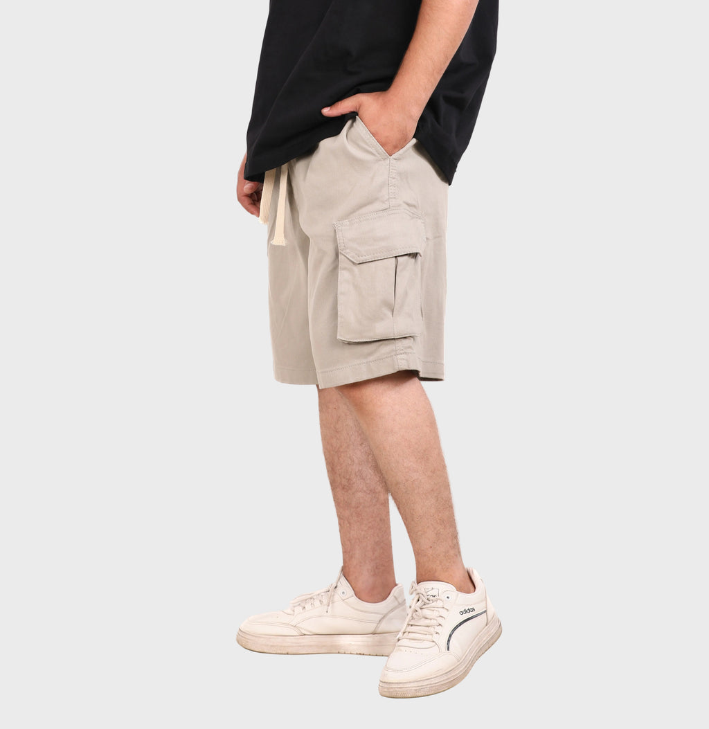Light Gray Gabardine Side Pocket Shorts