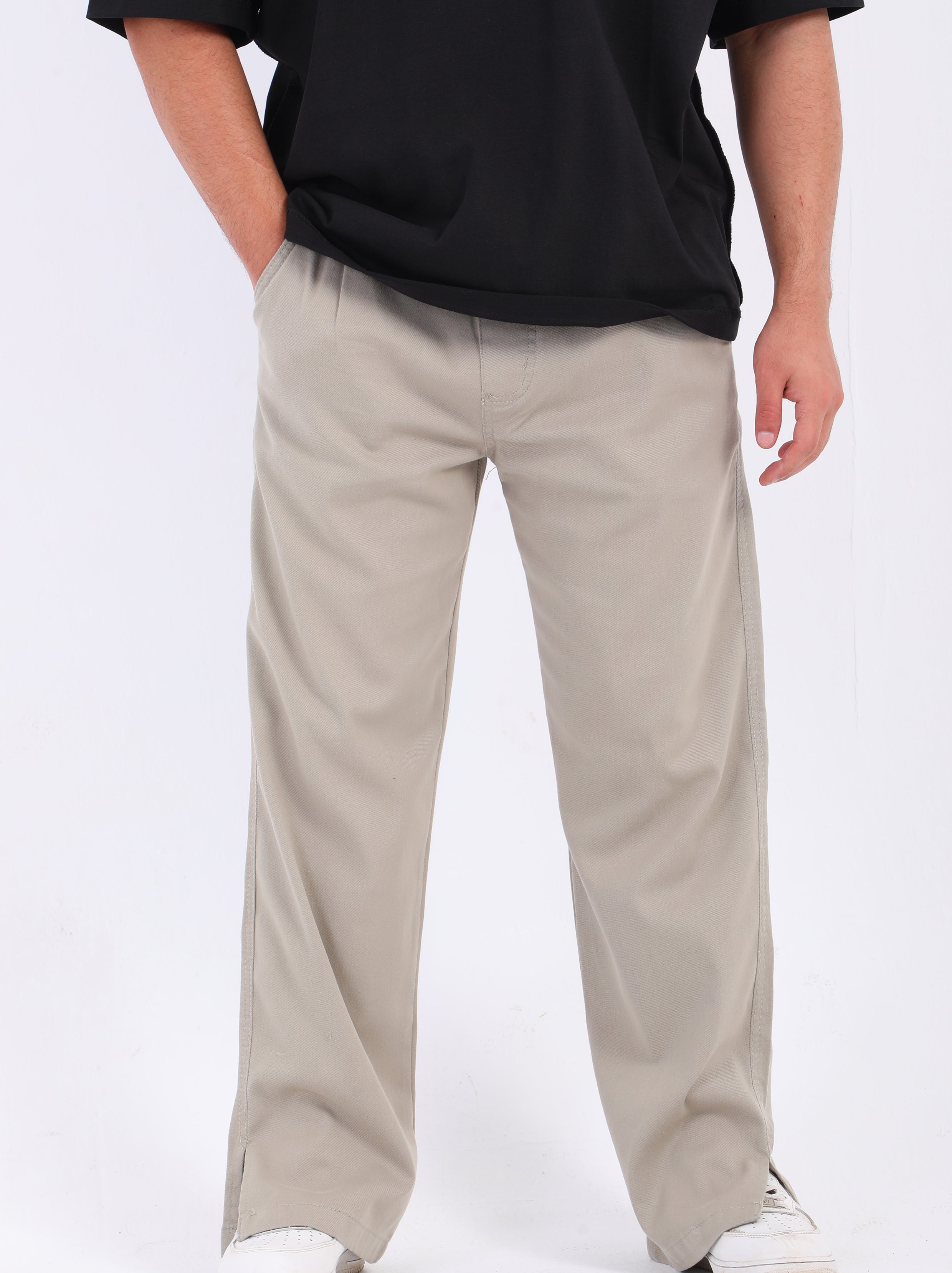 Gabardine Split Hem Pants