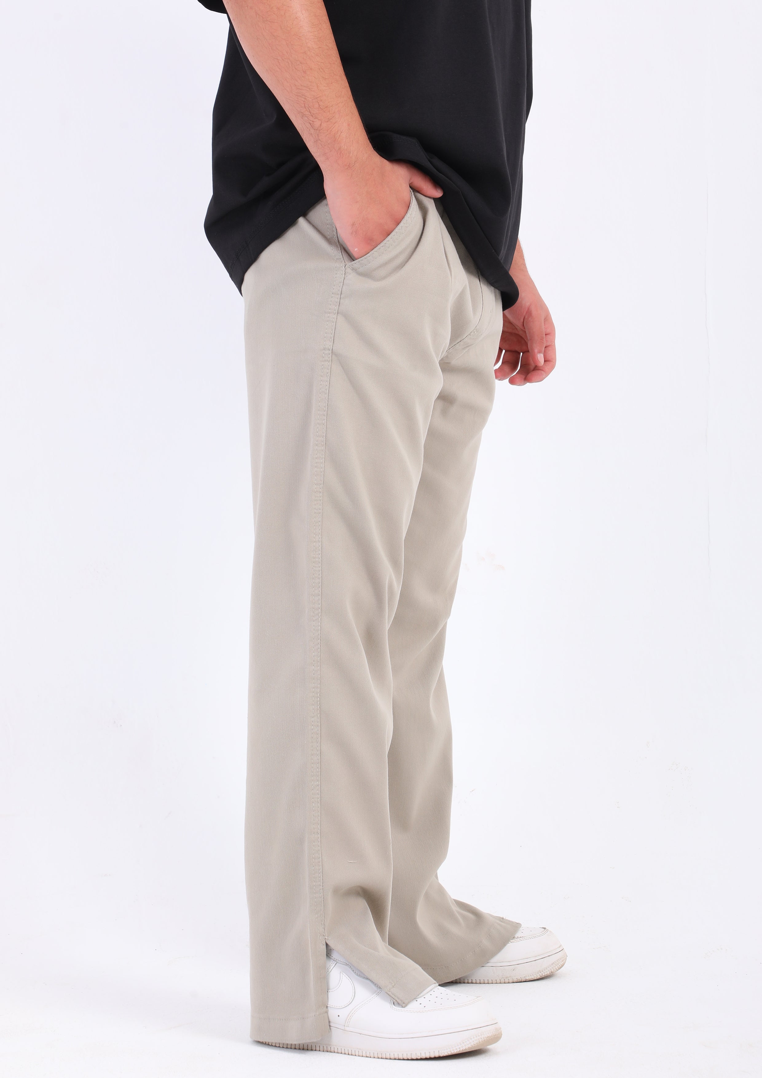 Gabardine Split Hem Pants
