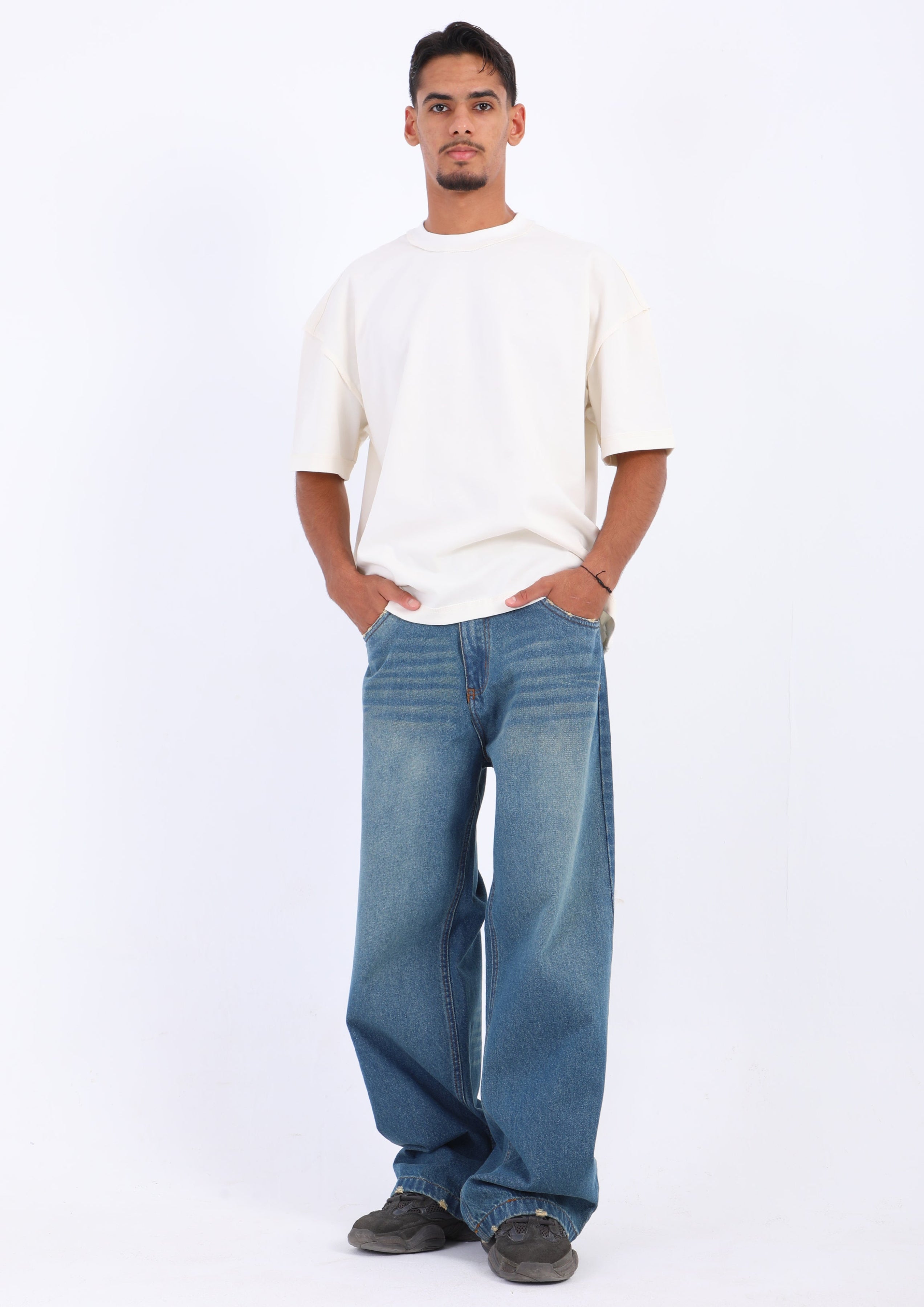 Mid Blue Wide Leg Jeans
