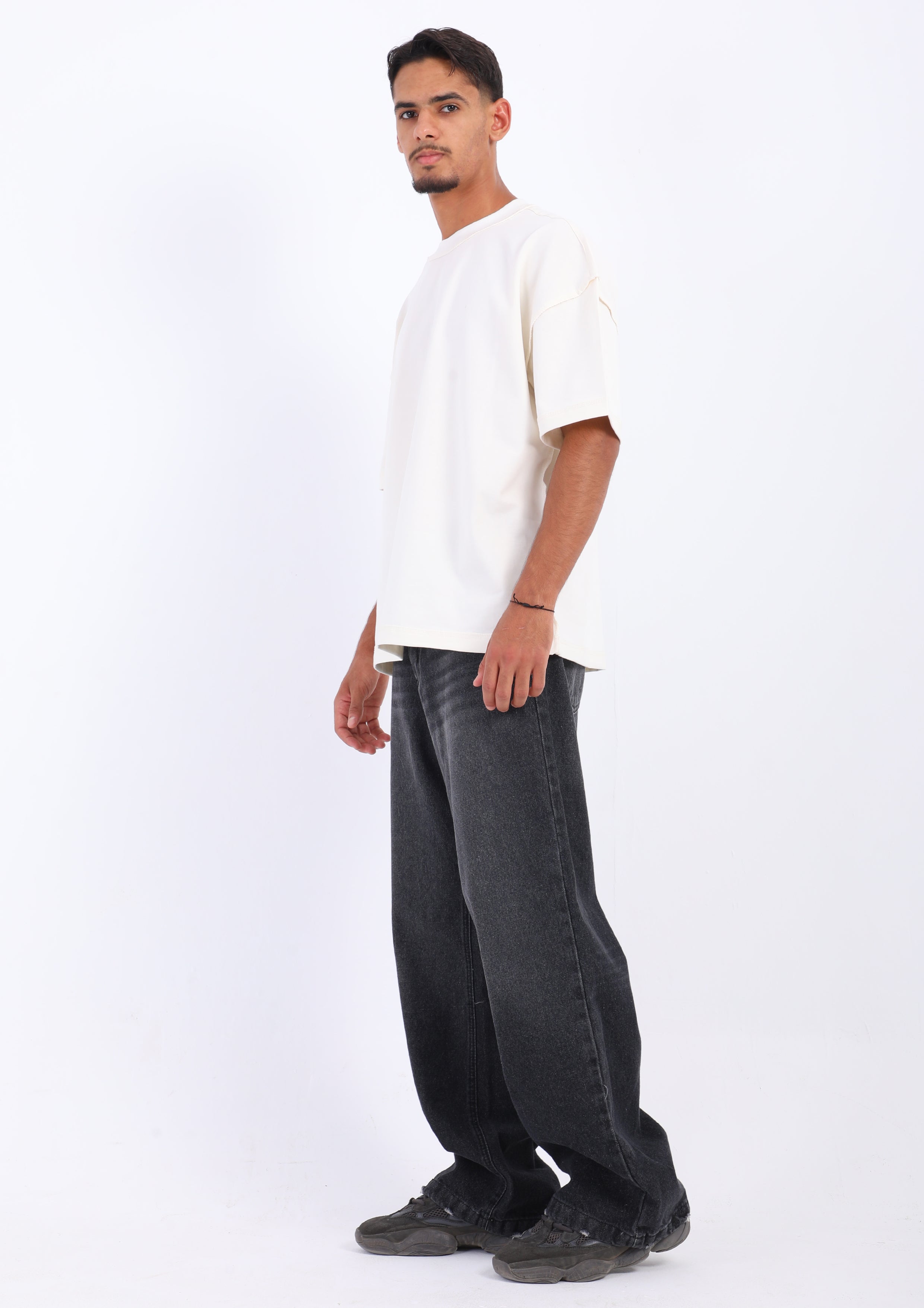 Washed Black Wide Leg Jeans