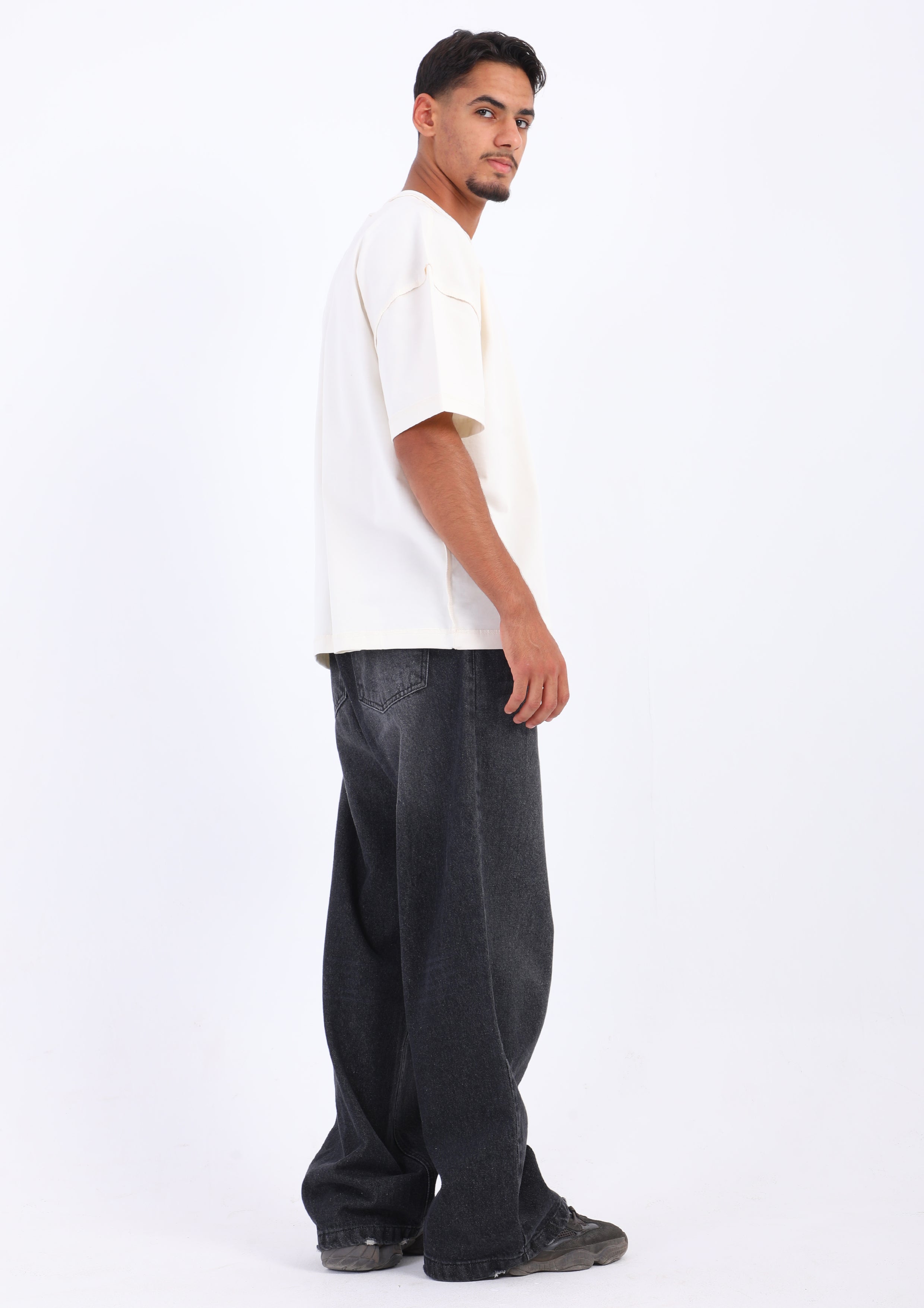 Washed Black Wide Leg Jeans