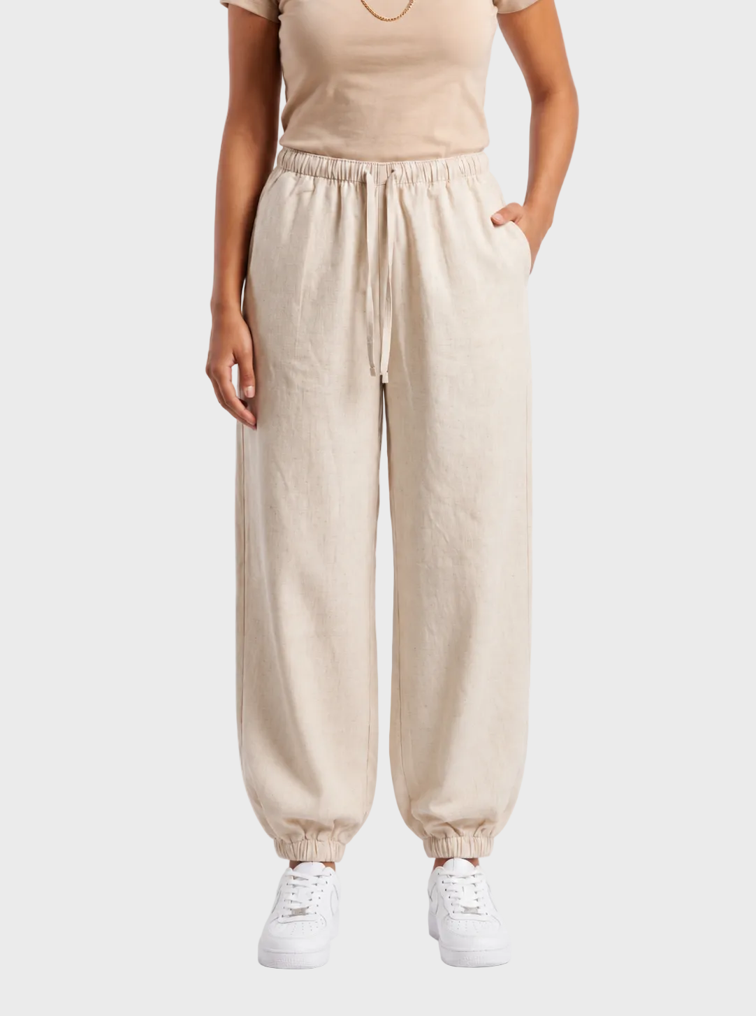Beige Linen Pants