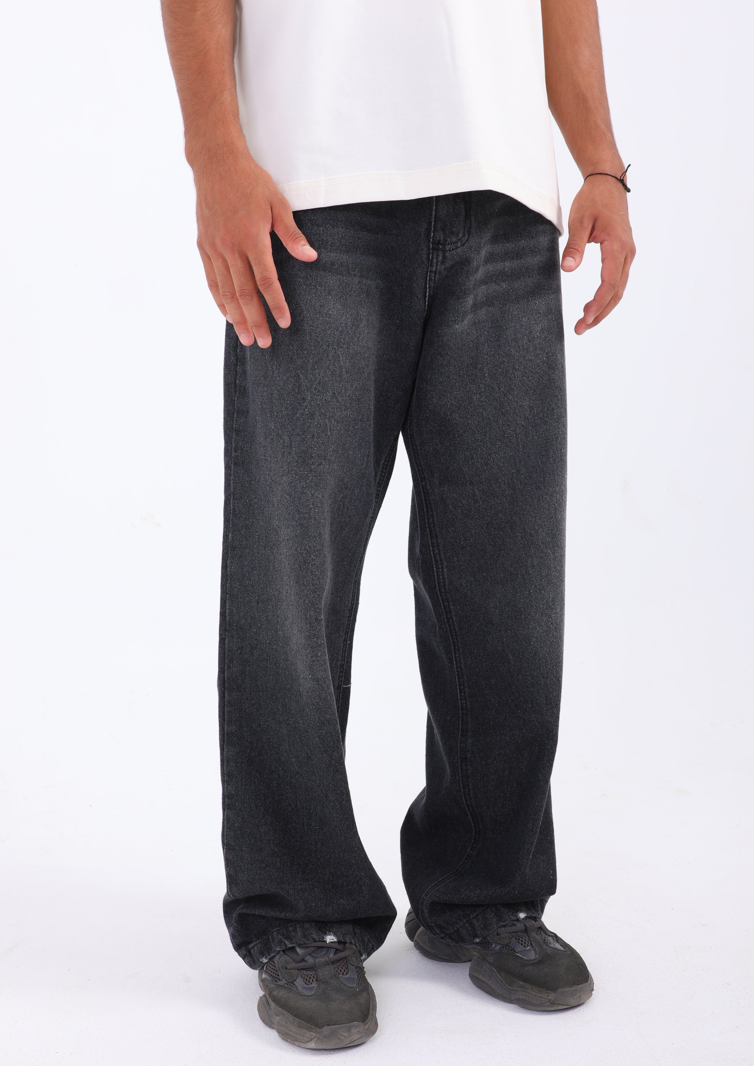 Washed Black Wide Leg Jeans