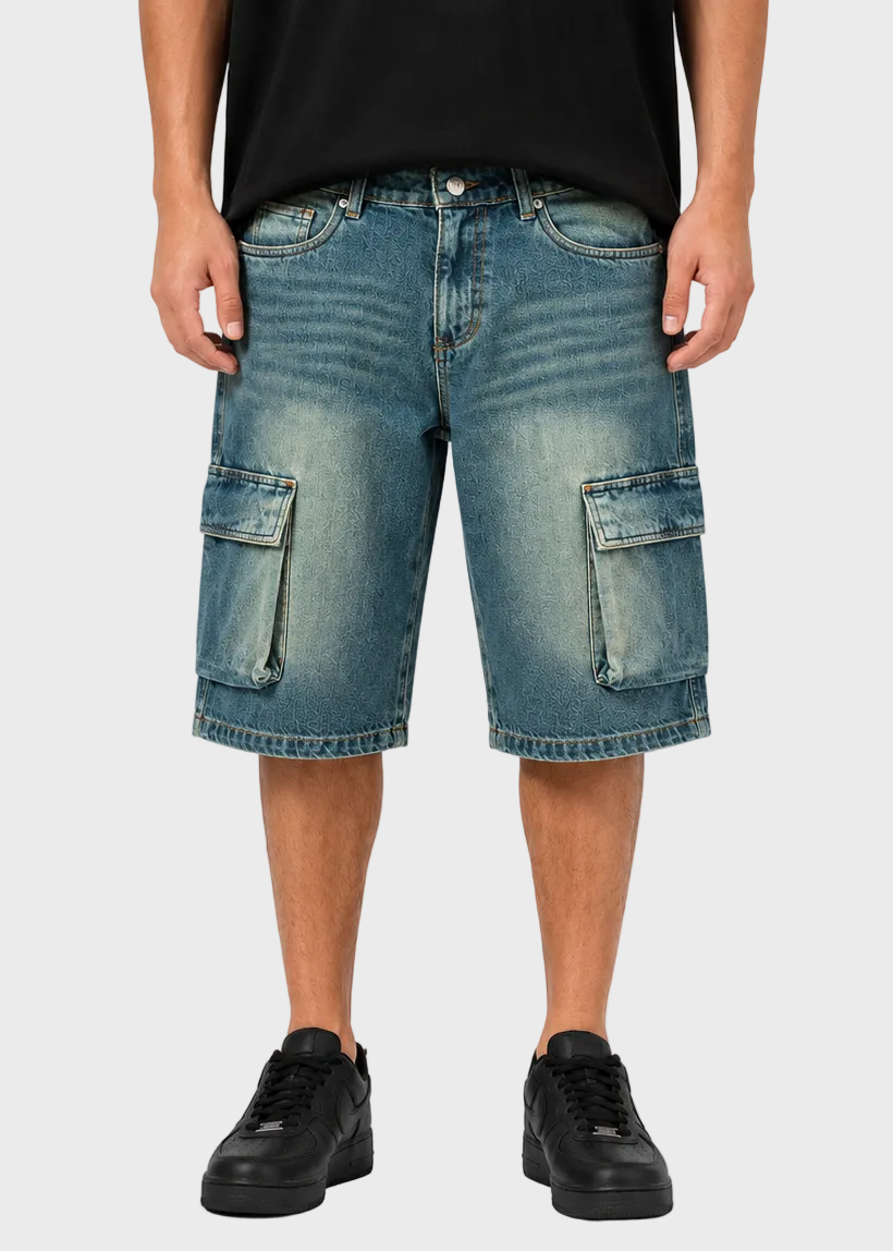 Cargo Washed Denim Jorts