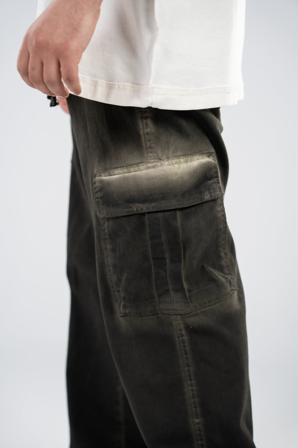 Olive Cargo Gabardine Pants