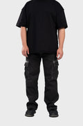 Greased Black Cargo Gabardine Pants