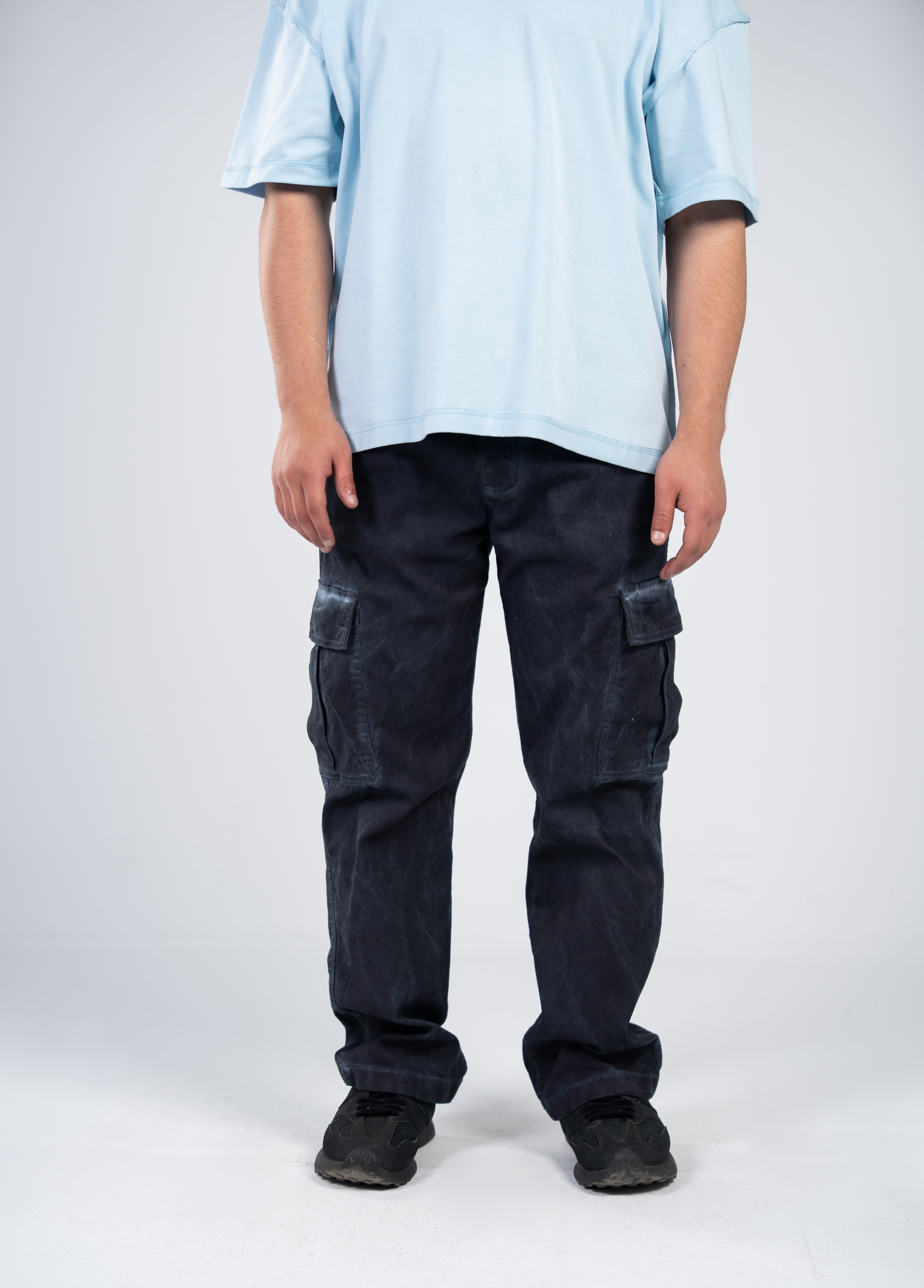 Dark Blue Cargo Gabardine Pants