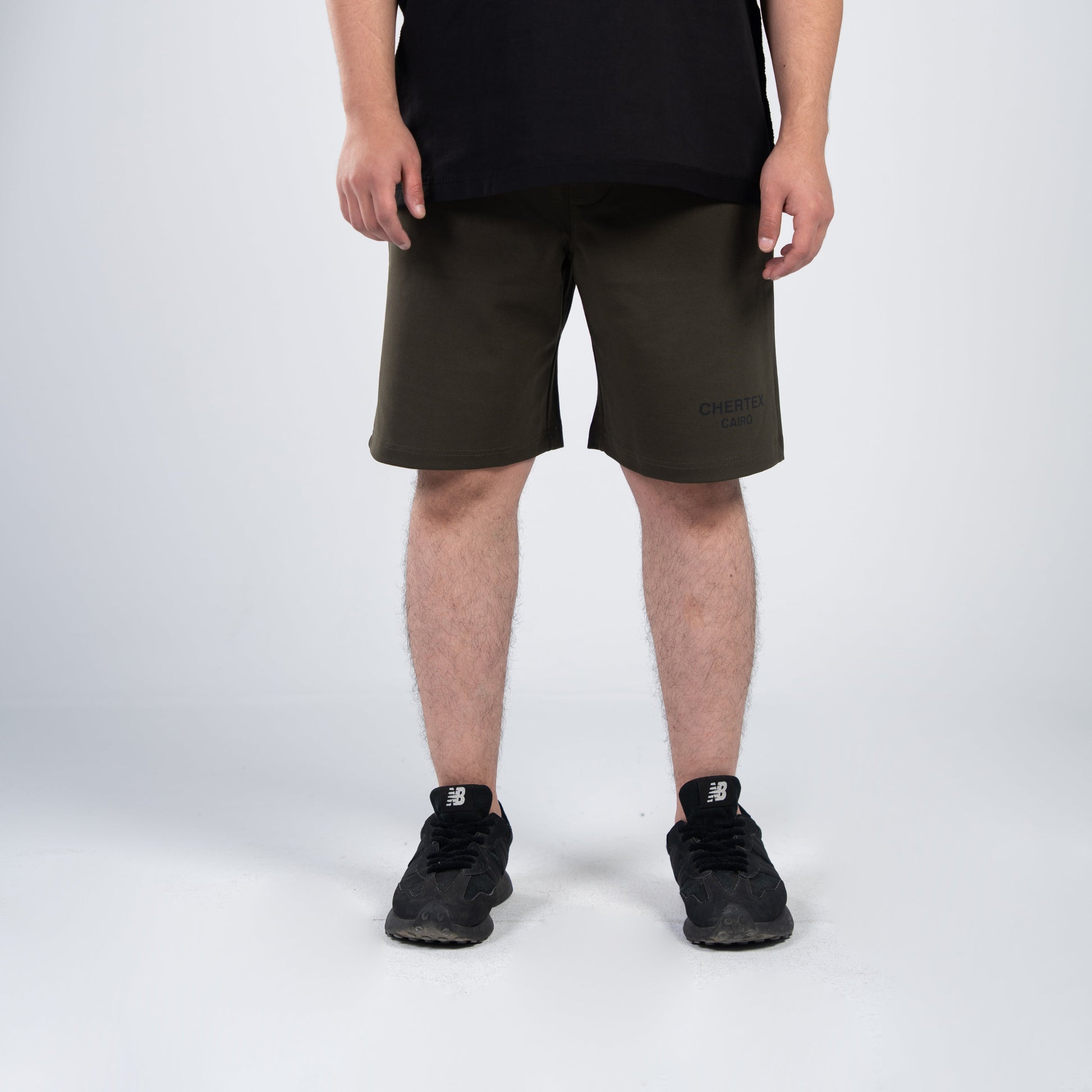Olive Front Print Shorts