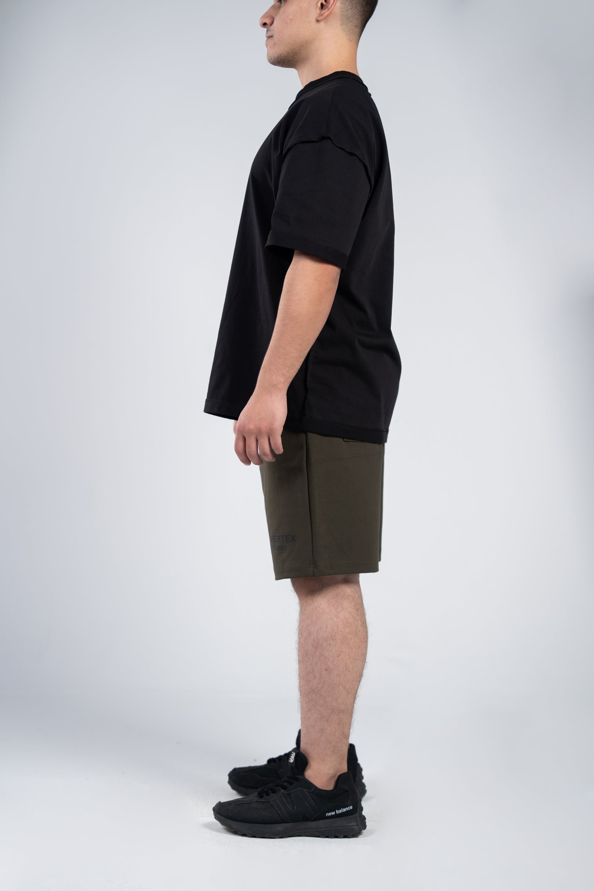 Olive Front Print Shorts
