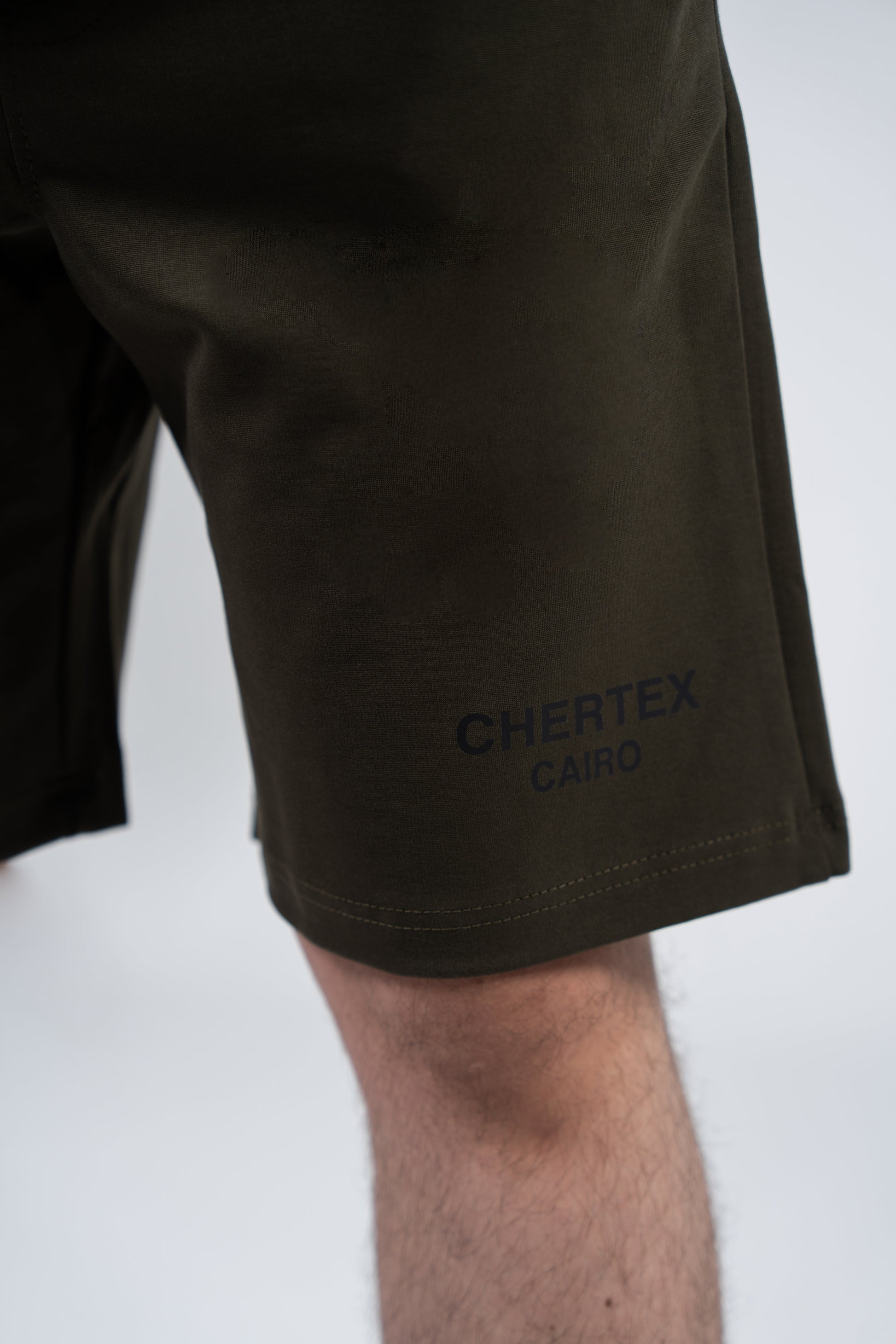 Olive Front Print Shorts