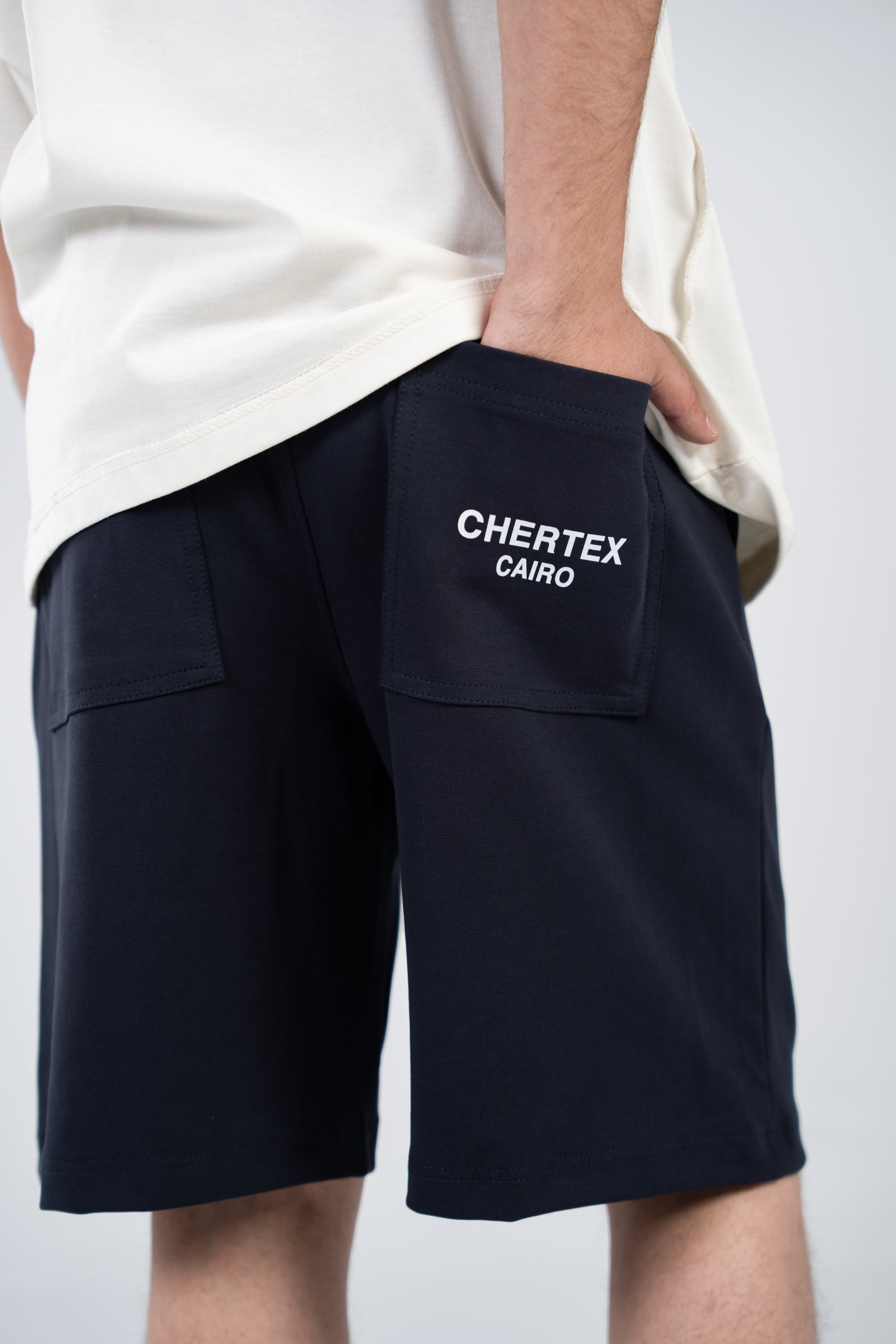 Navy Pocket Print Shorts