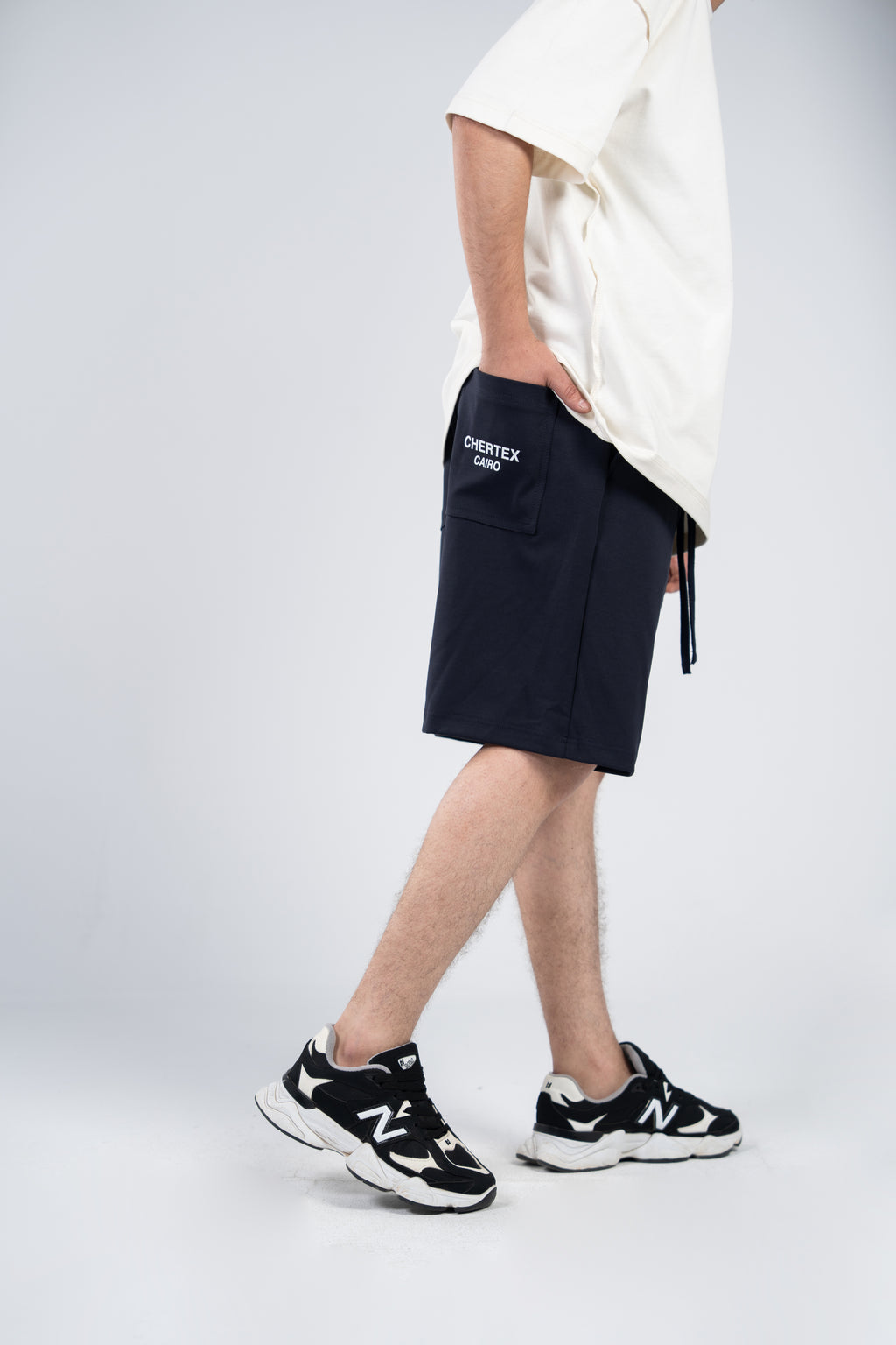 Navy Pocket Print Shorts