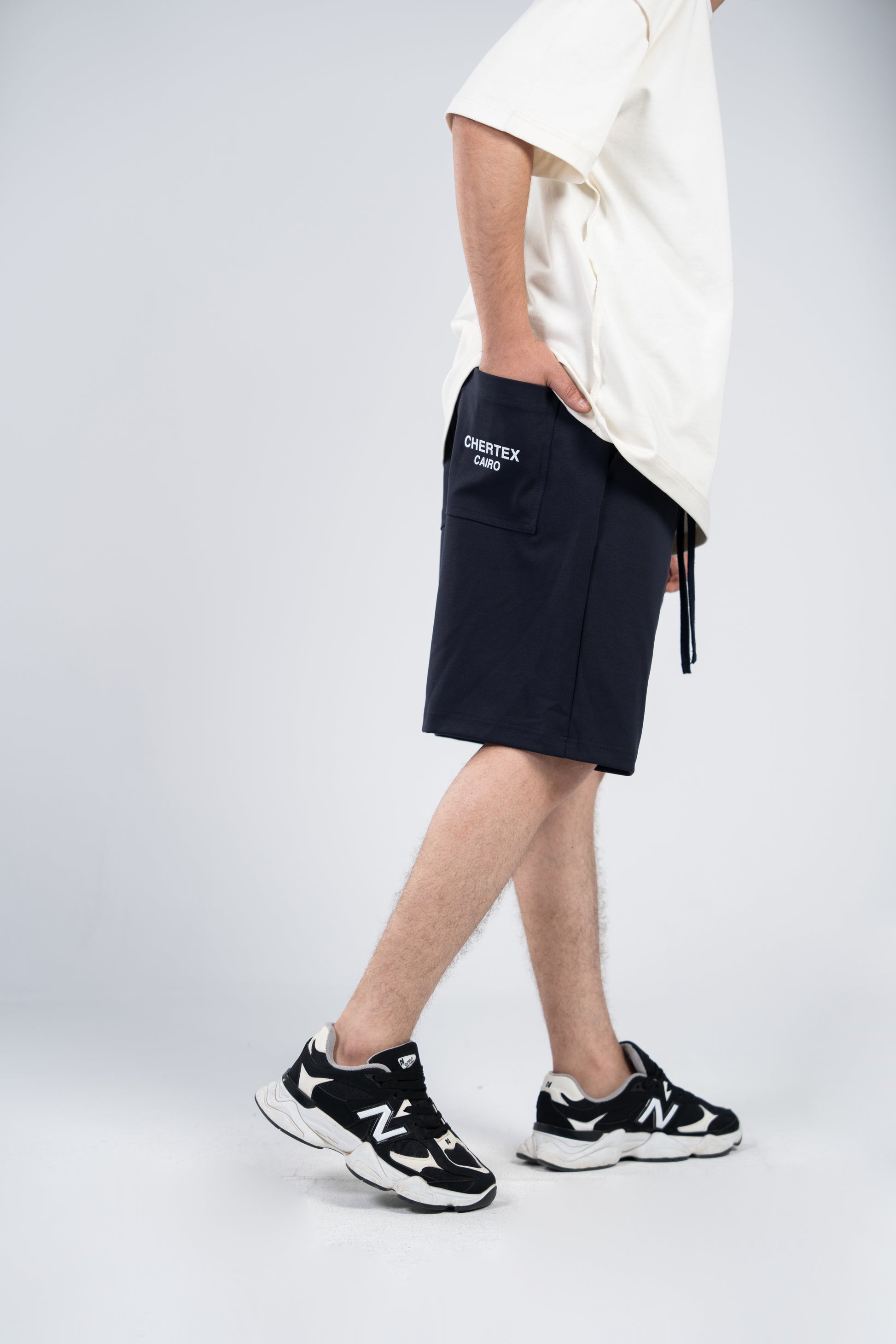 Navy Pocket Print Shorts