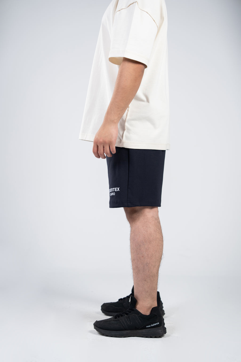 Navy Front Print Shorts