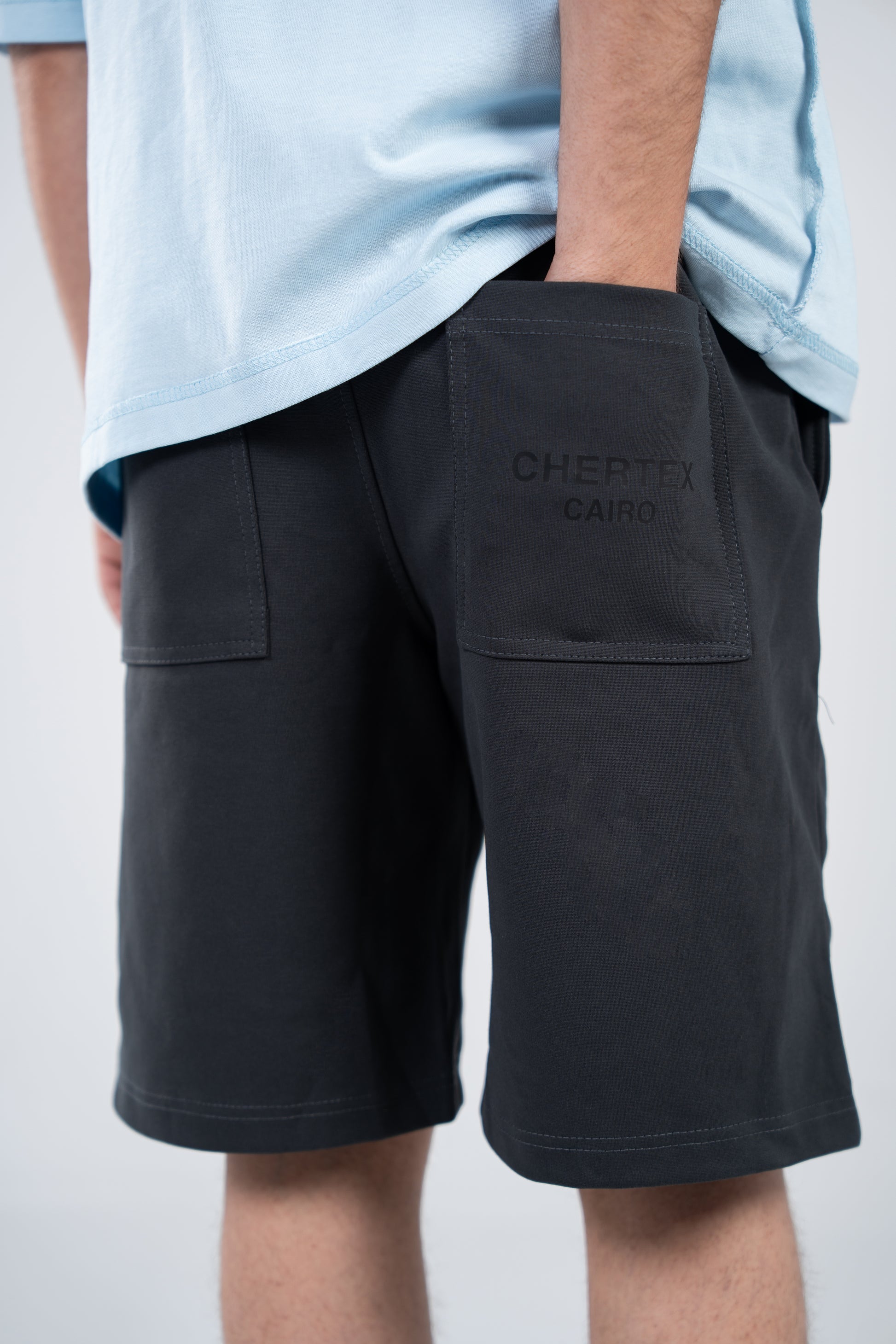 Gray Pocket Print Shorts