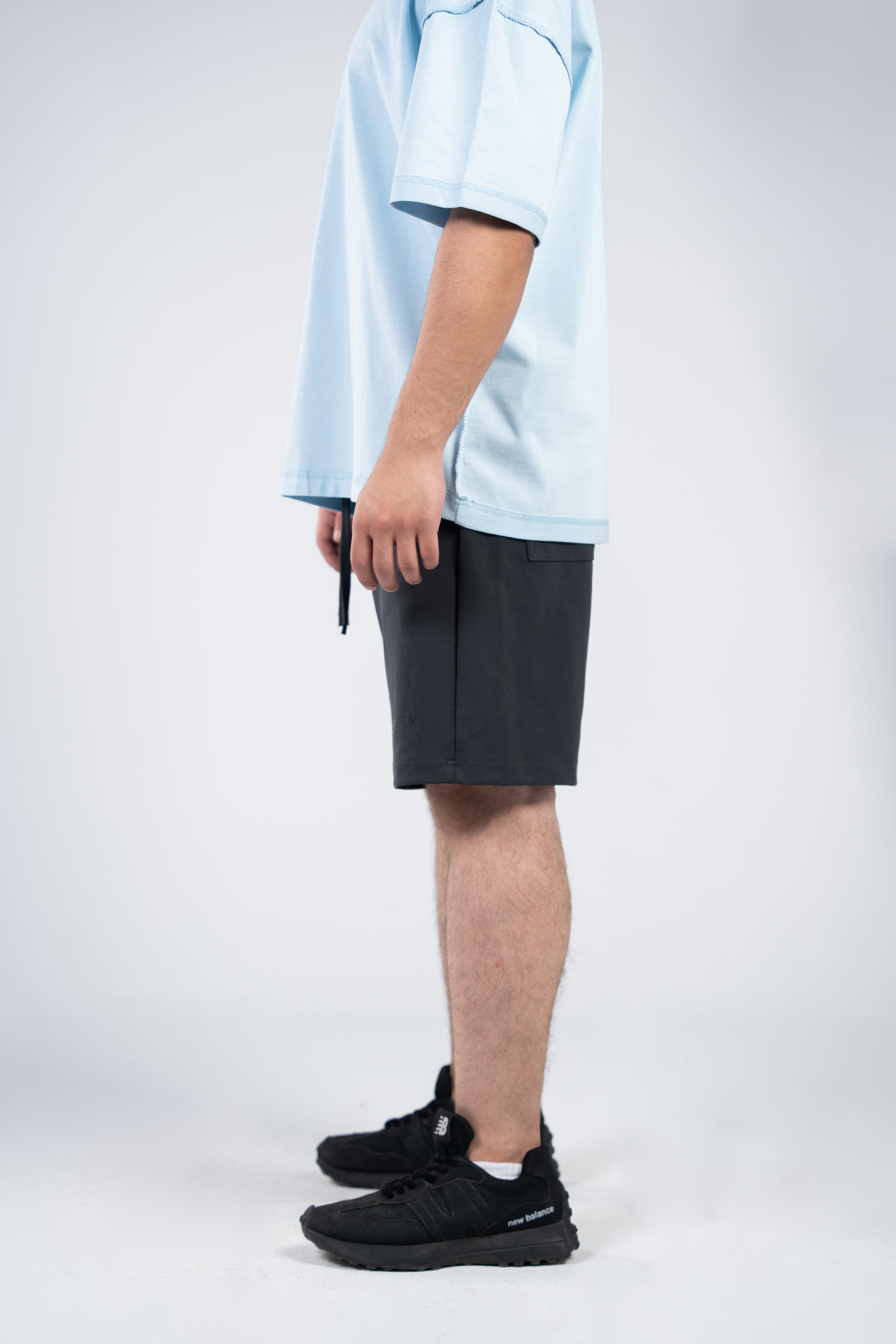 Gray Front Print Shorts