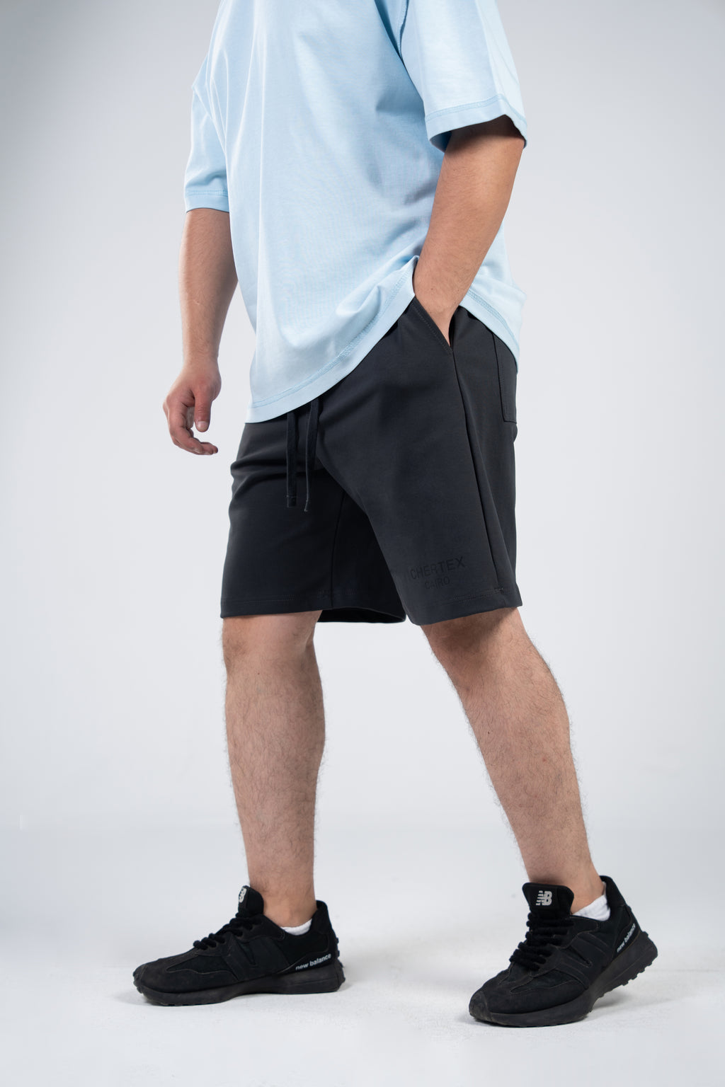 Gray Front Print Shorts