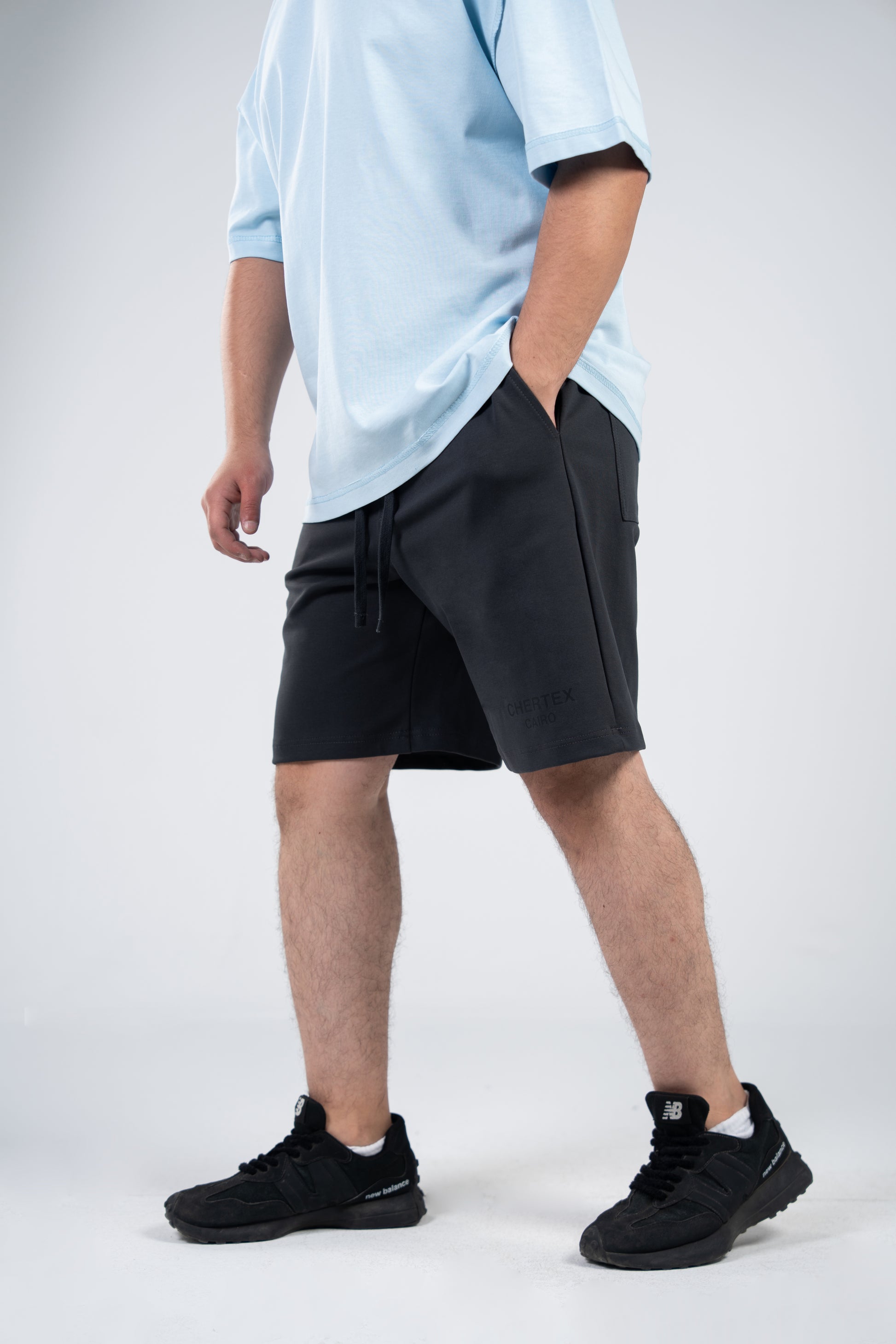 Gray Front Print Shorts