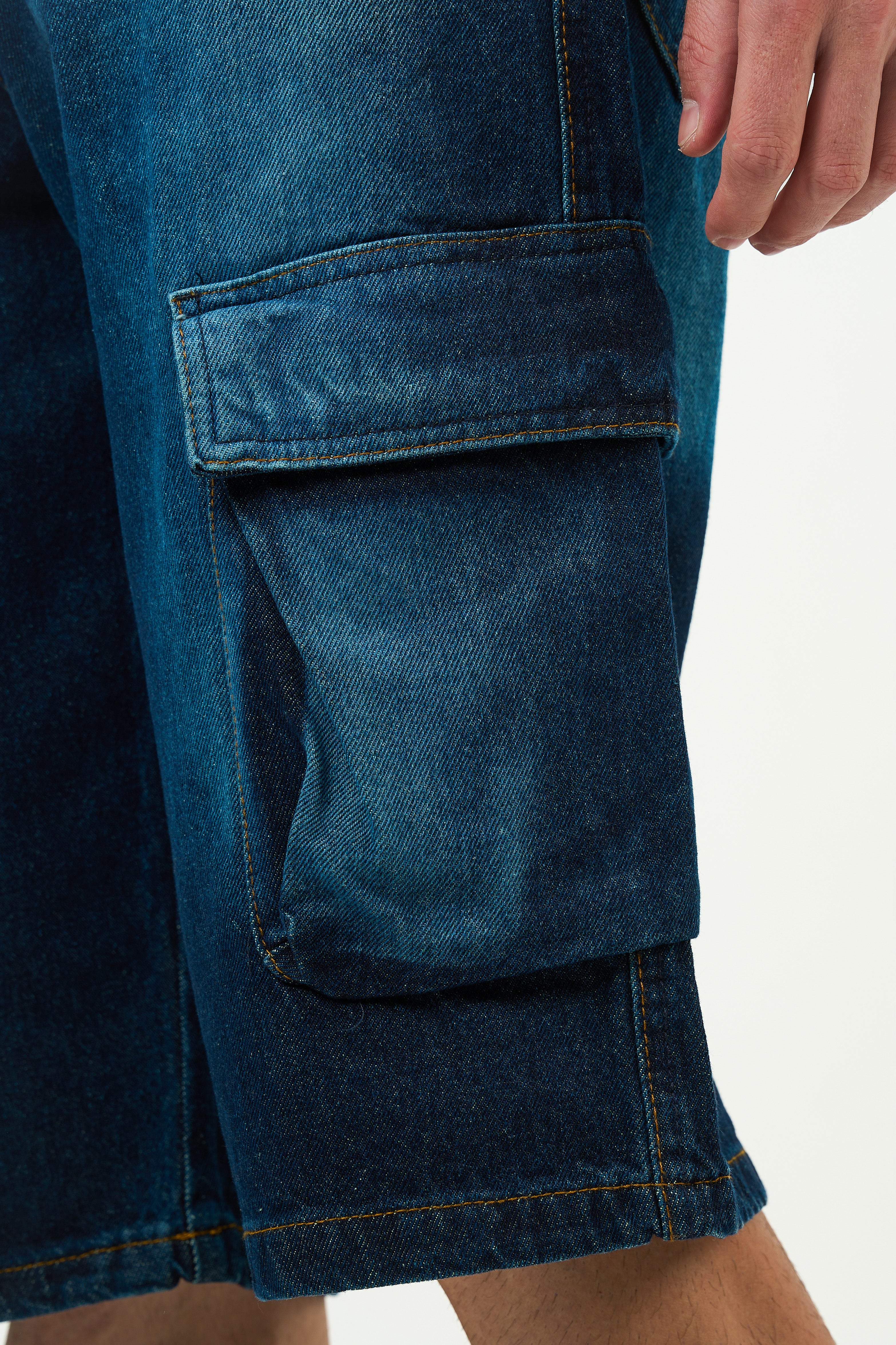 Cargo Washed Denim Jorts