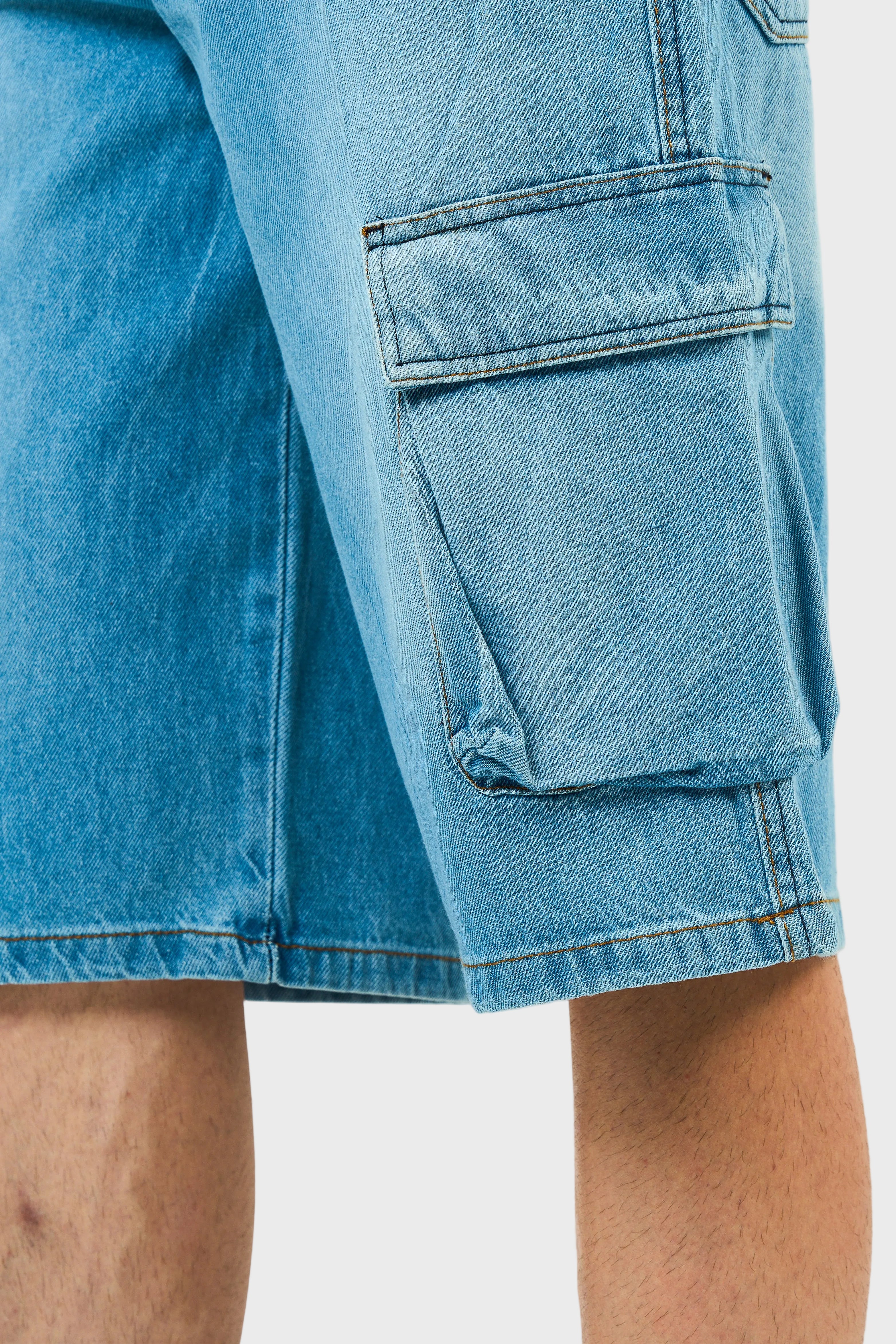 Cargo Washed Denim Jorts