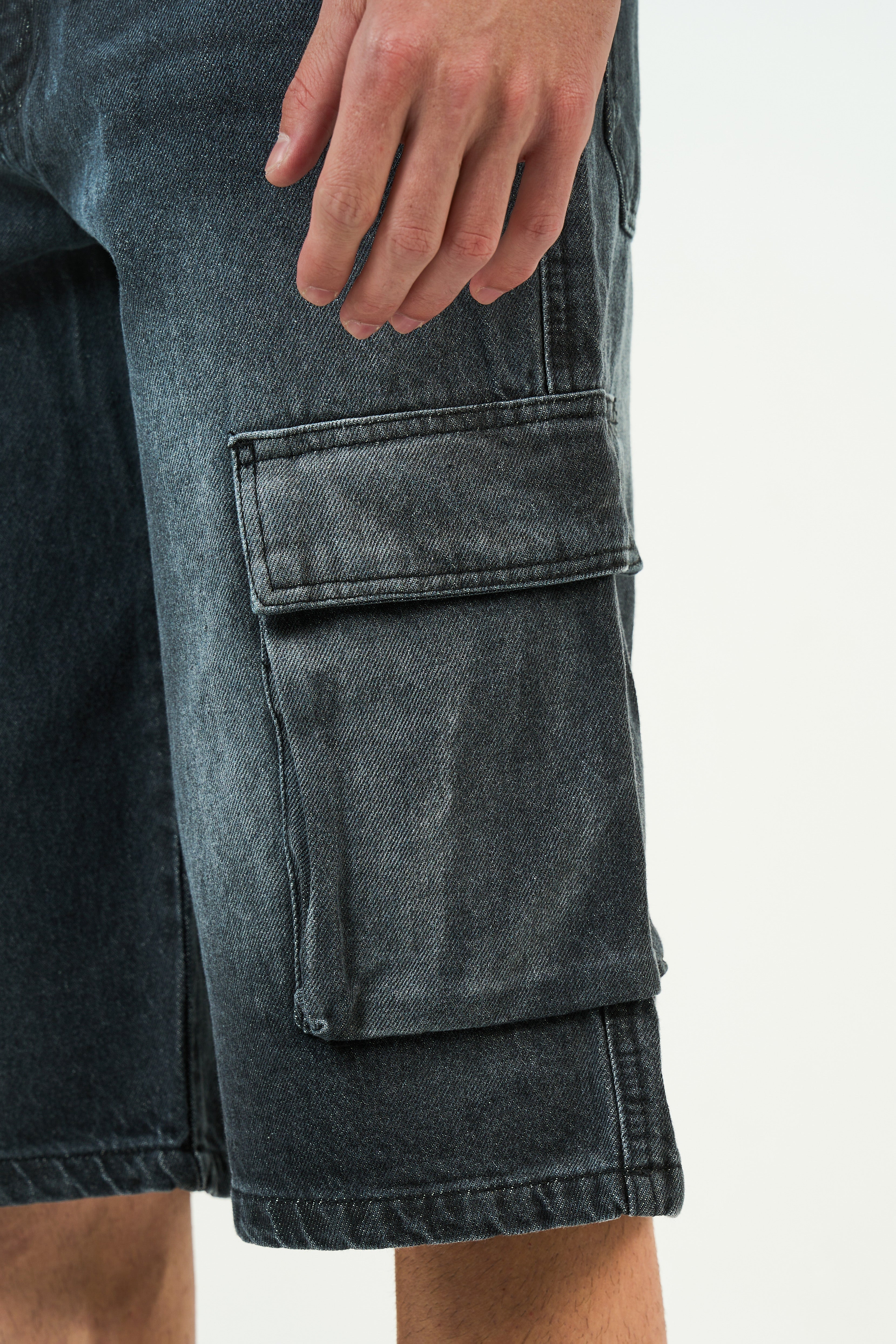 Cargo Washed Denim Jorts