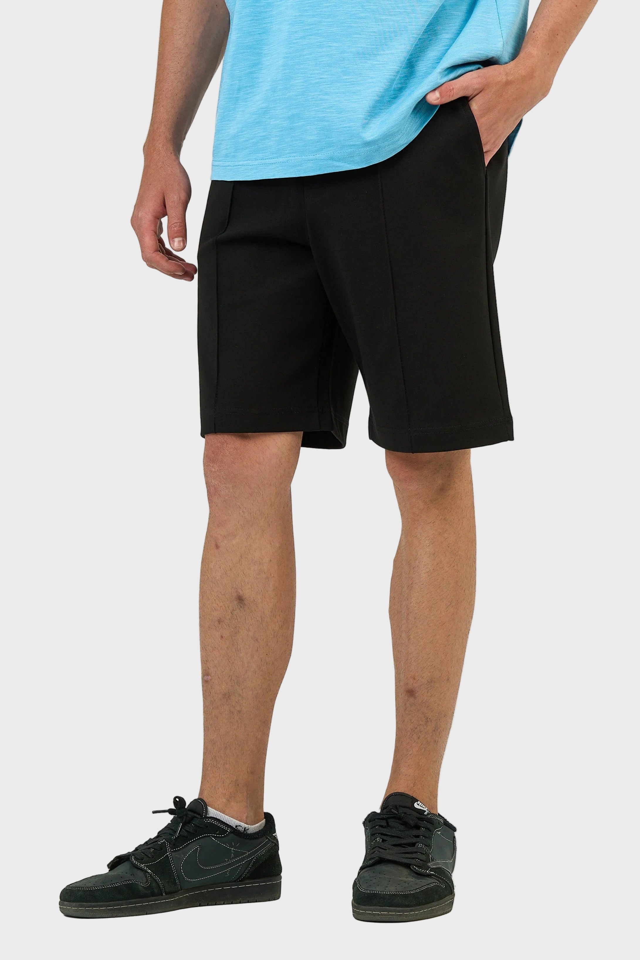 Stitched Panel Cotton Shorts