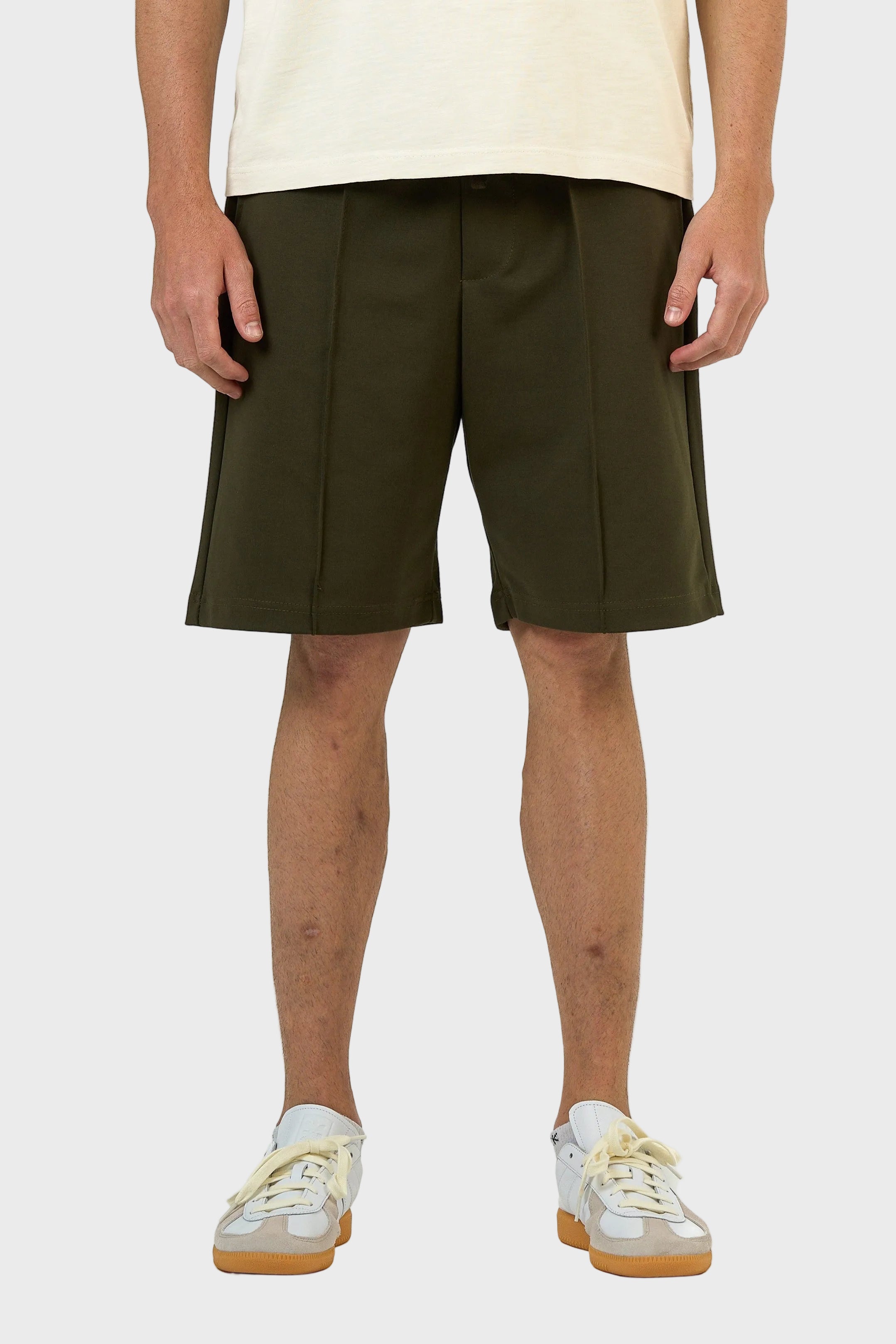 Stitched Panel Cotton Shorts