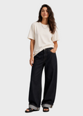 Raw Blue Mid-Waist Baggy Folded Jeans