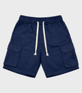 Navy Gabardine Side Pocket Shorts