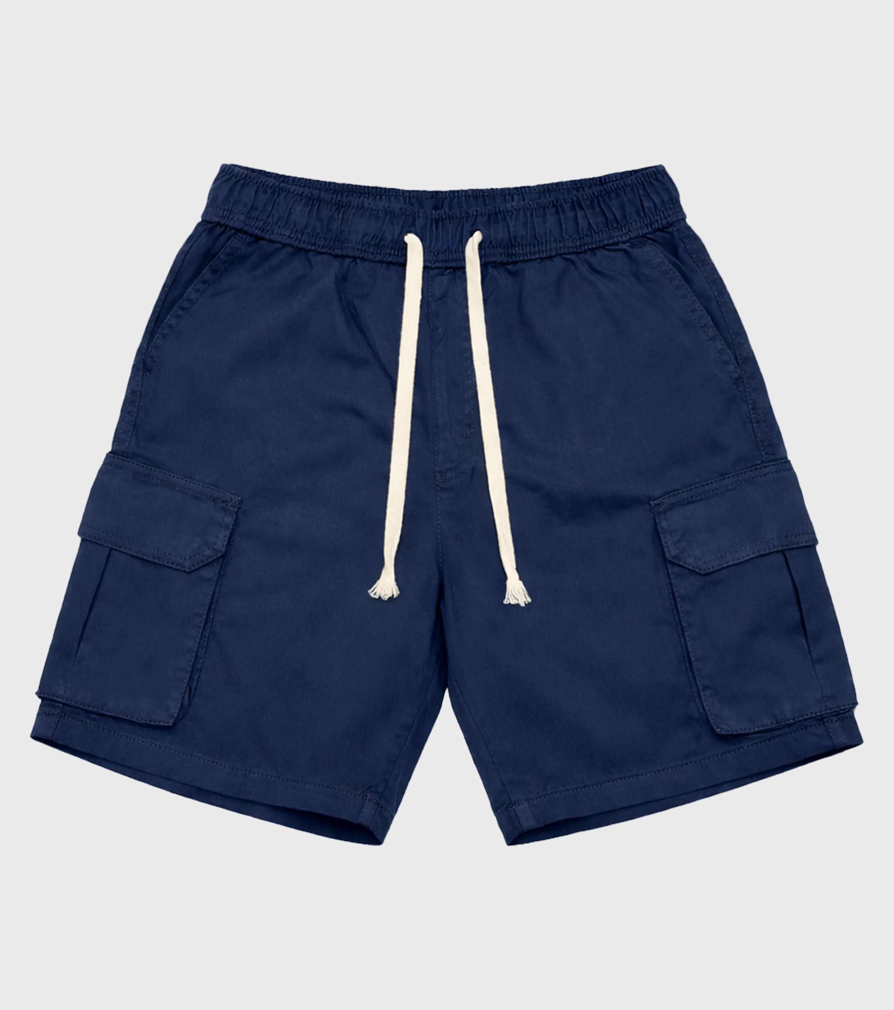 Navy Gabardine Side Pocket Shorts