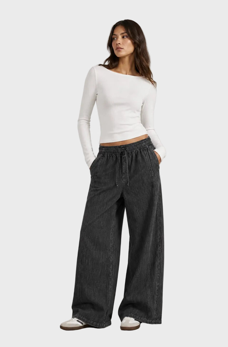Raw denim joggers