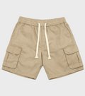 Beige Gabardine Side Pocket Shorts