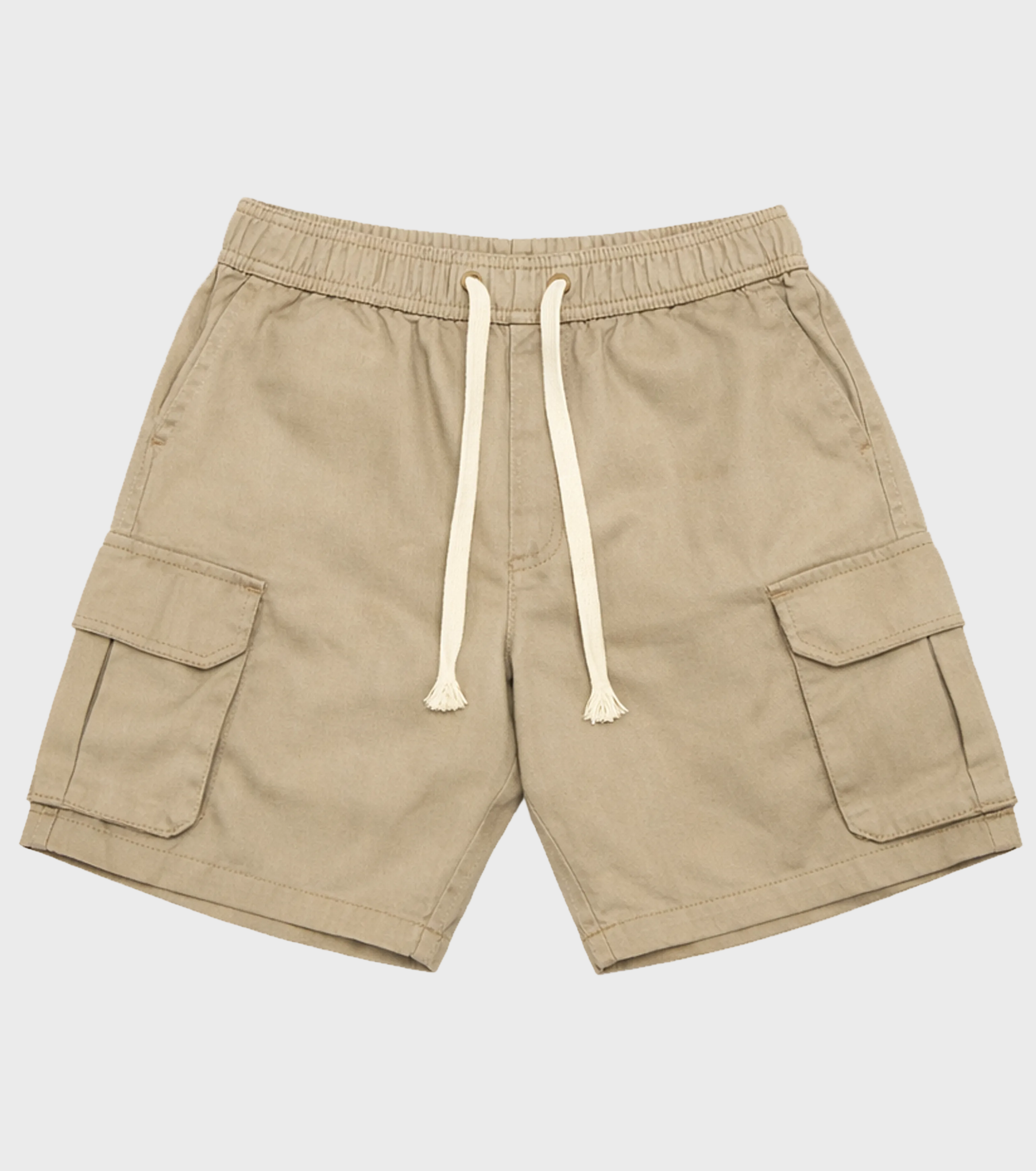 Beige Gabardine Side Pocket Shorts