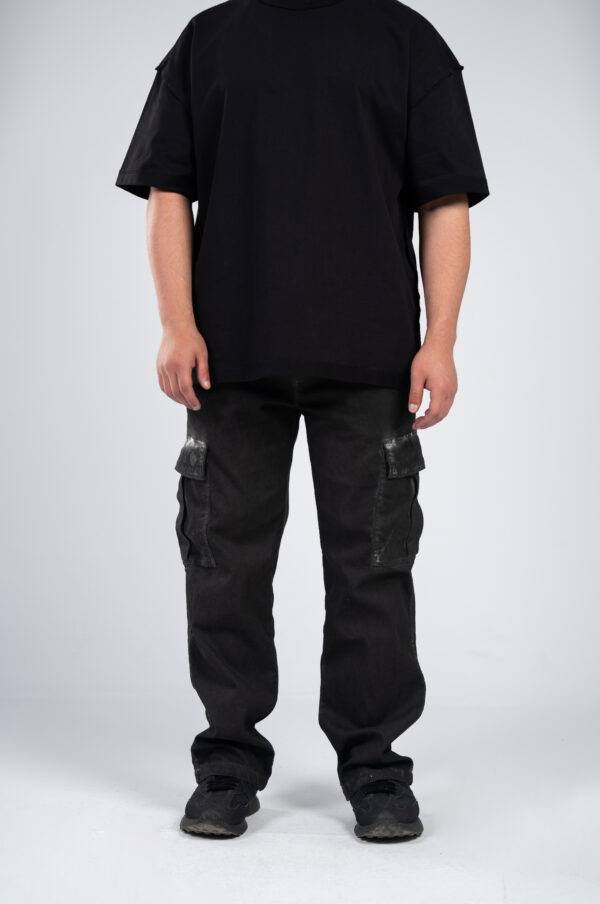Black Cargo Gabardine Pants - Image 2
