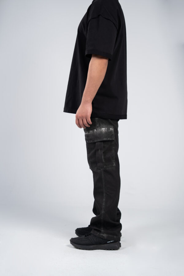 Black Cargo Gabardine Pants - Image 3