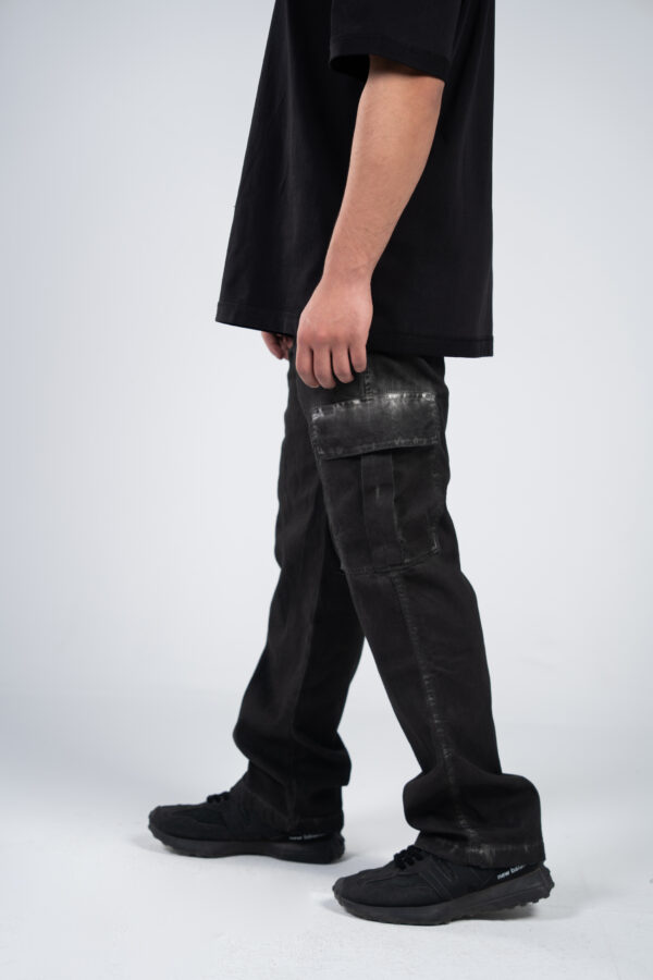 Black Cargo Gabardine Pants - Image 4