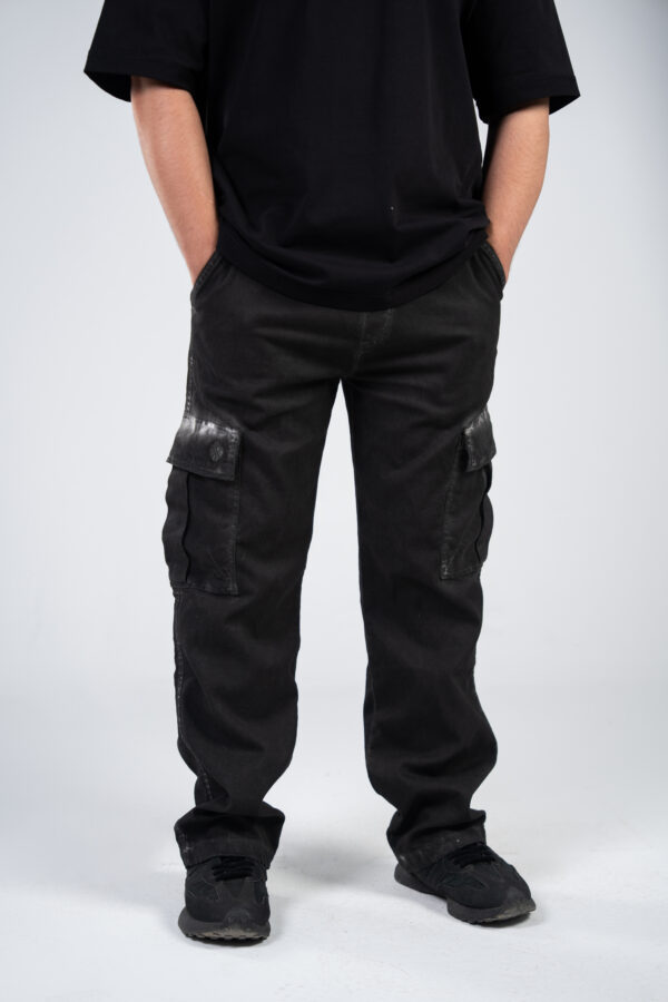 Black Cargo Gabardine Pants
