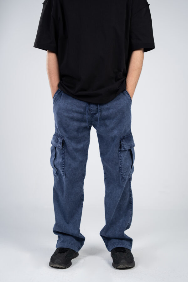 Blue Cargo Gabardine Pants - Image 3