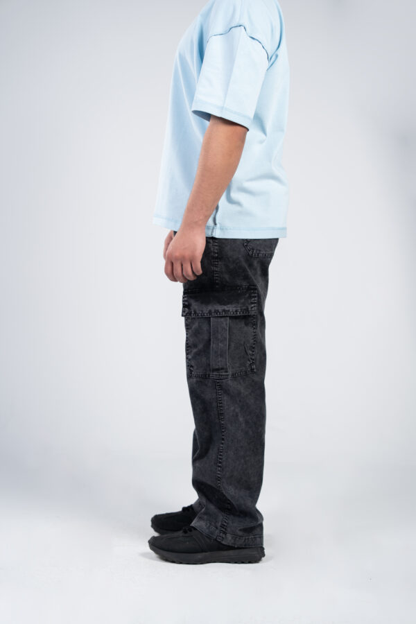 Black Cargo Gabardine Pants - Image 7