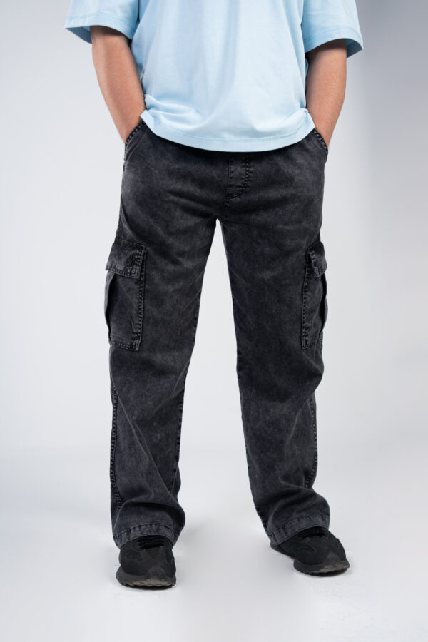 Black Cargo Gabardine Pants - Image 8