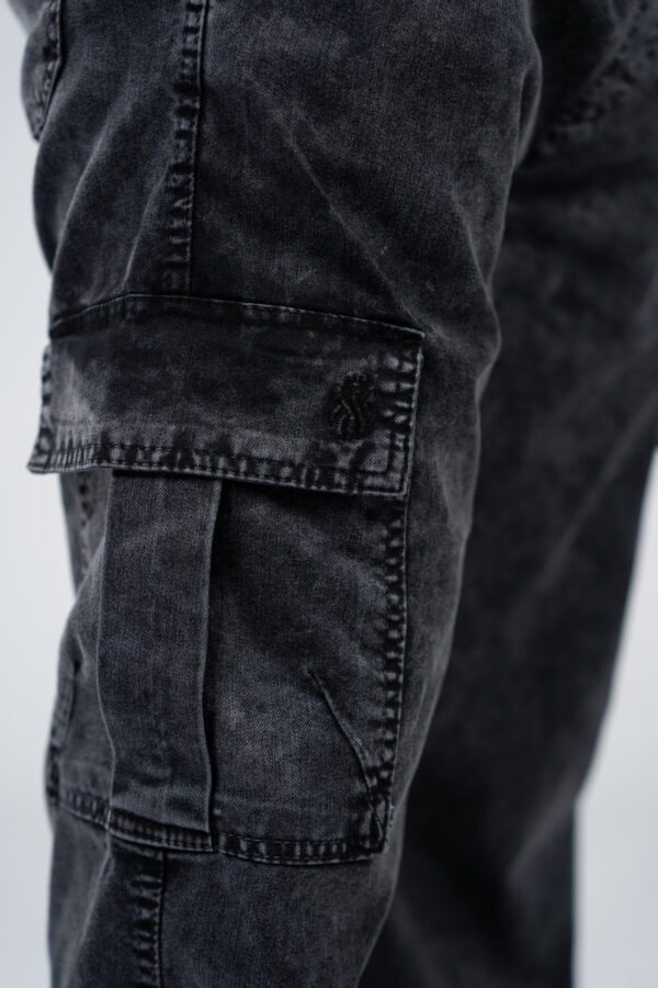 Black Cargo Gabardine Pants - Image 5