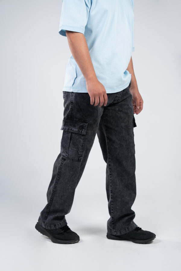 Black Cargo Gabardine Pants - Image 6